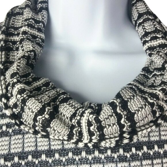 Chenault Cowl Neck Sweater Top Black White Medium Relaxed Long Sleeve Classic - Picture 8 of 9